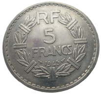 FRANCE.... 5 Francs Lavrillier -année 1945    Pièce Non Nettoyée  -qualité Voir Scans - 5 Francs