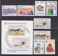 UNO WIEN Jahrgang 1985, Postfrisch **, 47-54 + Block 2 Komplett - Unused Stamps