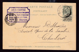 DDGG 501 - Entier Postal Armoiries BAUDOUR 1896 Vers Charleroi - Cachet Escoyez, Produits Réfractaires à TERTRE - Postkarten 1871-1909