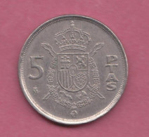 Spagna, Spain, 1957- 5 Pesetas- Copper-nickel - Obverse Head Of Francisco Franco Facing Right. Rverse Coat Of Arms - 5 Pesetas