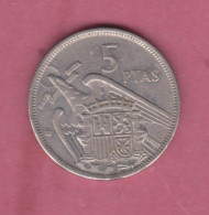 Spagna, Spain, 1957- 5 Pesetas- Copper-nickel - Obverse Head Of Francisco Franco Facing Right. Rverse Coat Of Arms - 5 Pesetas