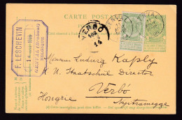 DDGG 502 - Entier Postal Armoiries GENVAL 1908 Vers VERBO Hongrie - Cachet F. Leschevin (Philatéliste) - Postkarten 1871-1909