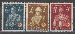 Croacia Correo 1941 Yvert 46/48 * Mh Cruz Roja - Croazia