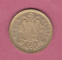 Spagna, Spain, 1966 (72)- 1 Peseta-Avalos Type- Aluminium Bronze  - Obverse Head Of Francisco Franco Facing Right. - 1 Peseta