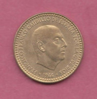 Spagna, Spain, 1966- 1 Peseta-Avalos Type- Aluminium Bronze  - Obverse Head Of Francisco Franco Facing Right. - 1 Peseta