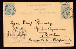 DDGG 509 - Entier Postal Armoiries NIEUPORT-BAINS 1900 Vers BERLIN - COBA 8 EUR S/TP Détaché - Postkarten 1871-1909