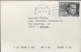 ITALIA - Storia Postale Repubblica - 2010 - 0,60€ Leonardo Sciascia (Isolato) - Lettera - Viaggiata Da Milano Per Milano - 2001-10: Marcophilia