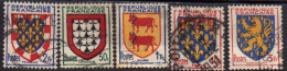 France 1951 Y&T 899 à 903  Oblitérés :  Armoiries Des Provinces - 5è Série - Used Stamps