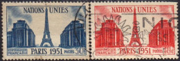 France 1951 Y&T 911, 912  Oblitérés :  6ème Session Des Nations Unies à Paris - Used Stamps