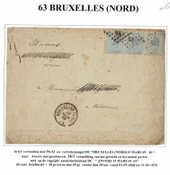 D311  OCB 18  Strip Van 3   PTS 63 BRUXELLES   NORD   NAAR  ANVERS   DRIEDUBBELE  PORT BINNENLAND - 1865-1866 Profile Left