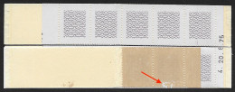 Vignette Expérimentale - 2 Carnets Guillochis N° Gu 2 B Date 20-8-75 à Cheval Sur 2 Carnets (1 Timbre Défectueux) - Proofs, Unissued, Experimental Vignettes