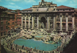 FONTANA DI TREVI, ROME, LAZIO, ARCHITECTURE, CAR, FOUNTAIN, SCULPTURE, ITALY, POSTCARD - Fontana Di Trevi