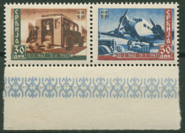 Serbien 1943 100 J. Serb. Post Waag. Zusammendruck W Zd 4 UR Postfrisch - Ocupación 1938 – 45