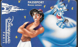 PASS-µ-DISNEY-DISNEYLAND PARIS-1995-ALADDIN-Souligné-Paris-V° VGS 00127-VALIDE 1 JOUR SAISON BASSE-SansCroix/TBE - Passeports Disney