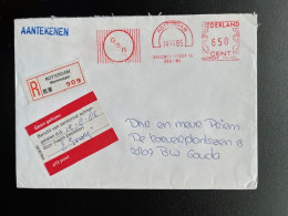 NETHERLANDS 1985 REGISTERED LETTER ROTTERDAM MOERMANSKPAD TO GOUDA 14-08-1985 NEDERLAND AANGETEKEND FRAMA ATM - Lettres & Documents