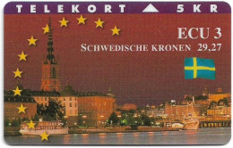 Denmark - TS - Ecu - Sweden - TDTP106 - 08.1995, 1.500ex, Used - Denmark