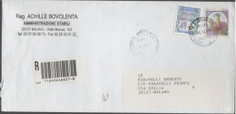 ITALIA - Storia Postale Repubblica - 2001 - 5000 Alti Valori + 700 Serie Castelli, Castello D'Ivrea - Raccomandata - Rag - 2001-10: Poststempel