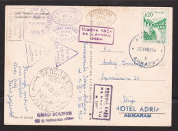 Yugoslavia - 1967 PPC Ankaran To Idrija - Multiple Hostel Cachets - Covers & Documents