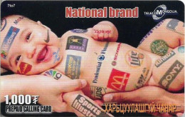 Mongolia - Telecom Mongolia - National Brand, Baby With Logos, Remote Mem. 1.000₮, Used - Mongolie