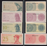 Indonesien - Indonesia 4 Stück Banknoten 1 - 25  SEN 1964 UNC  (15281 - Autres - Asie