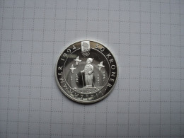 Norway 50 Kroner 1991 "Child Skiing" AUNC, Silver - Norvège