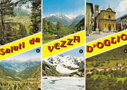 CARTOLINA  VEZZA D' OGLIO M.1079 BRESCIA LOMBARDIA VEDUTA DALLE ABETAIE DELLA VAL PAGHERA LAGO DI AVIOLO VIAGGIATA 1987 - Brescia