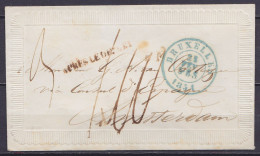LSC (san Texte) "Valentine" Càd Bleu BRUXELLES /25 FEV 1854 Pour Vice-Consul D'Espagne à AMSTERDAM - Griffe "APRES LE DE - 1851-1857 Medaglioni (6/8)