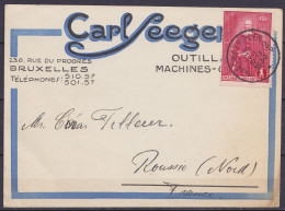CP " Outillages Machines-outils Carl Seegers" Affr. N°303 Càd SCHAERBEEK 2D /30 VII 1930 Pour ROUSSIE (France) - Covers & Documents