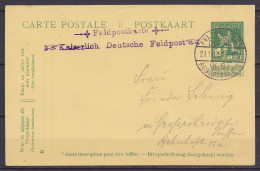 EP CP 5c Vert (N°110) Surch. "Feldpostkarte / Kaiserlich Deutsche Feldpost" De ST-HILAIRE-LE-PETIT Càpt "FELDPOSTAMT / D - Postkarten 1871-1909