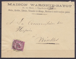 L. "Poëles, Meubles, Literies, … Wargnies-Bayot" Affr. N°46 Càd CHAPELLE-LEZ-HERLAIMONT /15 AVR 1886 Pour Hospices De NI - 1884-1891 Leopold II.