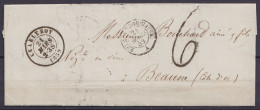 L. Datée 20 Mars 1859 De CHARLEROI - Port "6" Au Tampon Càd CHARLEROY /21 MARS 1859 Pour BEAUNE - Càd Entrée "BELG. A ER - 1858-1862 Medaillen (9/12)