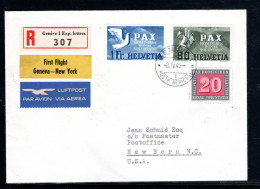 1946 , PAX 1 Fr. Mit Zusatzfr. -rein PAX-Frank.   ,portoger.  Luftpost Rekonach USA - SBK Fr. 290.-  #150 - Lettres & Documents