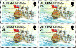 Aldeney-Aurigny Poste N** Yv: 49/53 Phare Des Casquets Histoire Bloc De 4 - Alderney