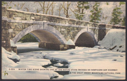 B287 Bridge Postcard, USA, Native Stone Bridge, Smoky Mountains National Park, Carte Postale, Pont - Ponti