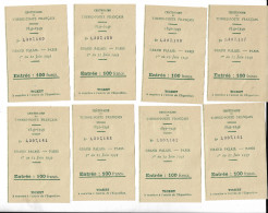 Centenaire Du Timbre Poste Francais 1849-1949 Grand Palais PARIS 9 Billets D Entree N0180 - Altri & Non Classificati