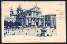 Cartolina Catania, Piazza Con La Cattedrale E La Fontana Dell` Elefante  - Catania