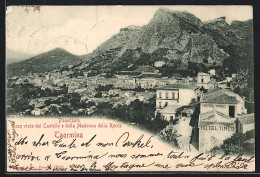 Cartolina Taormina, Panorama Con Vista Del Castello E Della Madonna Della Rocca  - Sonstige & Ohne Zuordnung