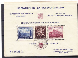 Tchècoslovaquie - BF Spécial De 1945 * - Surchargé Avec Timbre Belge - - Blocs-feuillets