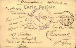 1914  CAD PARIS Rue De La Convention  Cachet " 19° ESCADRON Du TRAIN D' EQUIPAGE " - Briefe U. Dokumente