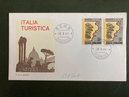 LETTRE TP VISITATE L'ITALIA L20 Paire OBL.28 V 65 ROMA - 1961-70: Marcophilie