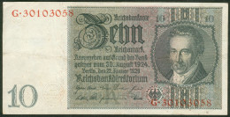 Deutsches Reich 10 Reichsmark 30. Aug. 1924 Serie G Rote Kenn Nr.30103058(8stellig) Rosenberg Nr.173 - 10 Mark