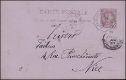 Monaco Postkarte 1 Fürst Karl 10 C. Rotbraun Von PRINCIPAUTE DE MONACO 29.6.1887 - Altri & Non Classificati