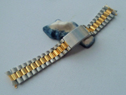 Vintage ! Gold Tone / Stainless Steel Watch Band Bracelet Lug 18 Mm (#57) - Horloge: Zakhorloge