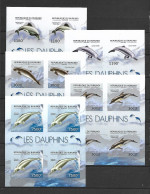 Burundi 2012 Marine Life - Dolphins - 5 MS With 4 IMPERFORATE Sets MNH - Dolphins