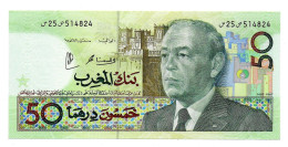 (Billets). Maroc. Morocco. 50 Dirhams 1407 1987 (2). N°25 514824. P 64d. Sign. 1 Pli Angle - Marokko