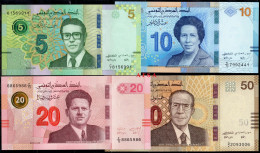 Lot De 4 Billets Neufs :5 Dinars 2022 +10 Dinars 2020 +20 Dinars 2017+50 Dinars 2022 (Free Shipping) ( Envoi Gratuit) - Tunisia