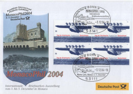 Germany Deutschland 2004 FDC MONACOPHIL Briefmarkenausstellung Philatelic Exhibition Monte Carlo Monaco, Plane, Bonn - 2001-2010