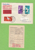 EINGESCHRIEBER EXPRESSBRIEF MIT EINLIEFERUNGSSCHEIN AUS BERLIN NACH WEIMAR,BAHNPOSTSTPL. U. 3 ANDERE AUF DER RÜCKSEIT - Storia Postale