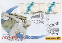 Germany Deutschland 2004 FDC OLYMPHILEX Briefmarkenausstellung Philatelic Exhibition Athens Greece, Bonn - 2001-2010