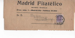 FAJA PRENSA A LONDRES MADRID FILATELICO ALFONSO XIII VAQUER - Storia Postale